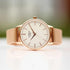 Montre Ladies Architēct Blanc avec gravure manuscrite et bracelet maille or rose