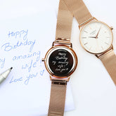 Ladies Architēct Blanc - Handwriting Engraving + Rose Gold Mesh Strap Fuchsia Prometheus