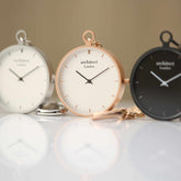 Modern Pocket Watch Rose Gold - Handwriting Engraving Fuchsia Prometheus