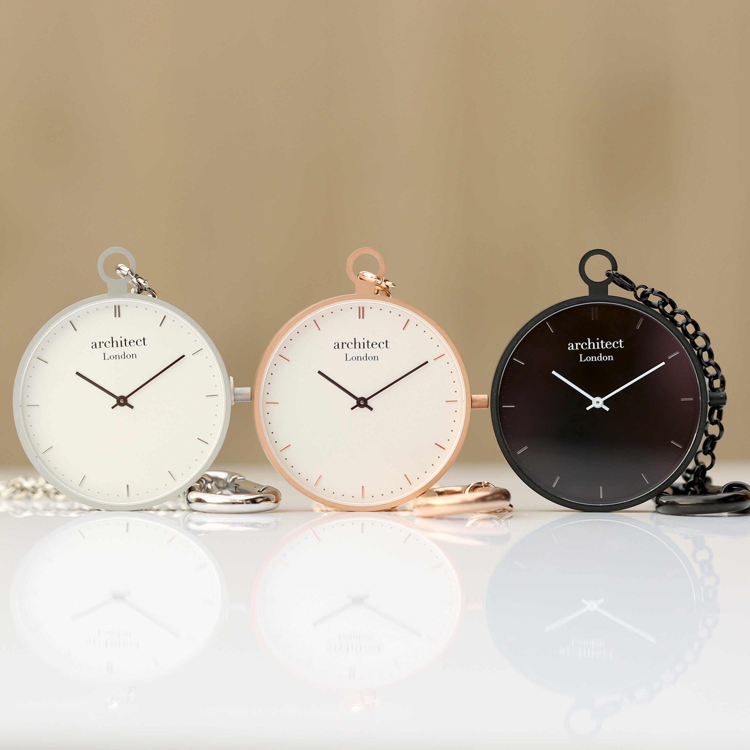 Modern Pocket Watch Rose Gold - Handwriting Engraving Fuchsia Prometheus