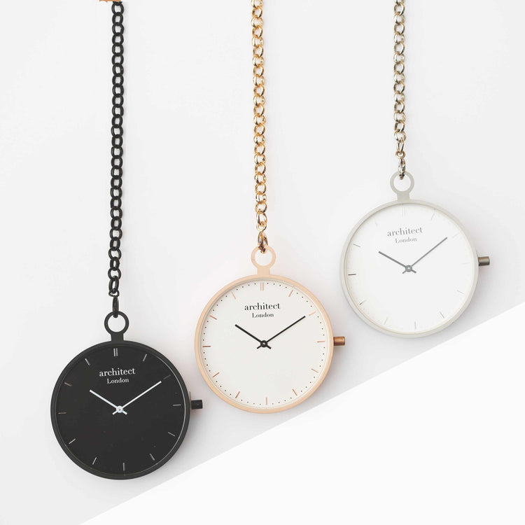 Modern Pocket Watch Rose Gold - Handwriting Engraving Fuchsia Prometheus