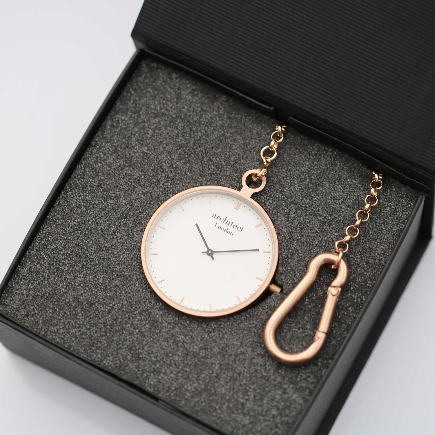 Modern Pocket Watch Rose Gold - Handwriting Engraving Fuchsia Prometheus