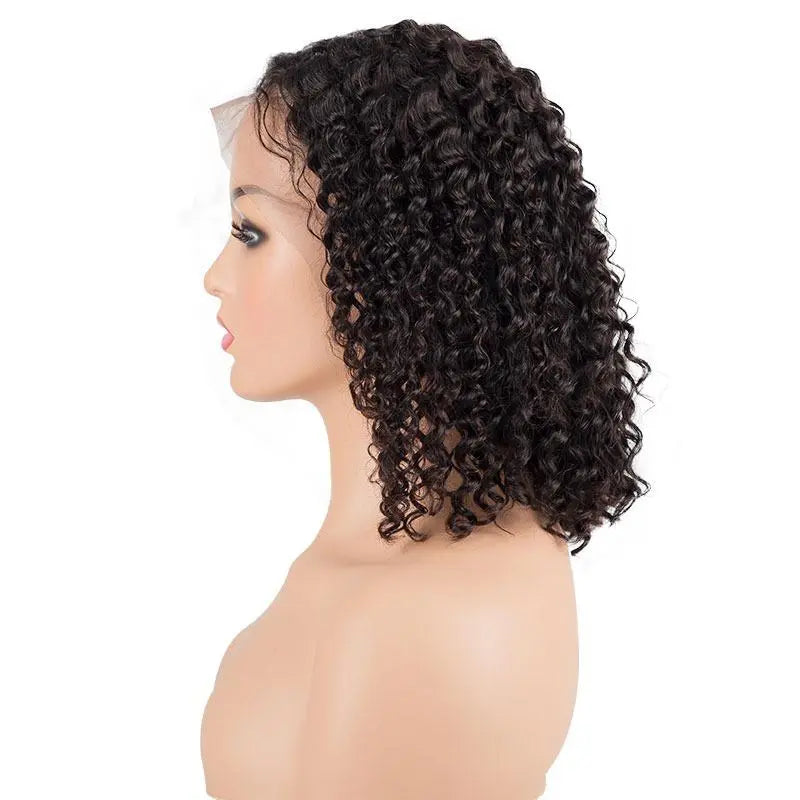 Deep Wave 180% Density 4x4 Short Bob 13x4 Lace Front Human Hair Wig Cerise Alfie
