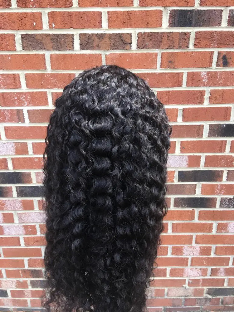 180% Density Full 4x4 Transparent Lace Front Jerry Curl Human Hair Wig Cerise Alfie