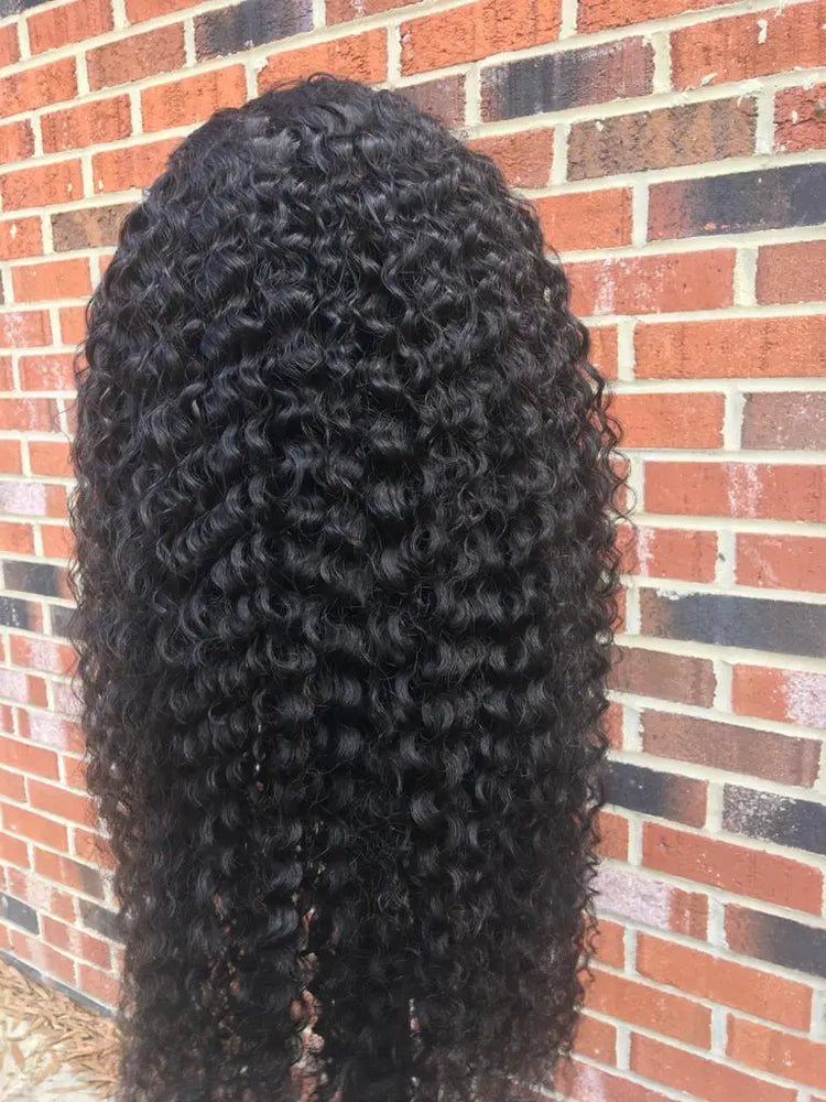 180% Density Full 4x4 Transparent Lace Front Jerry Curl Human Hair Wig Cerise Alfie