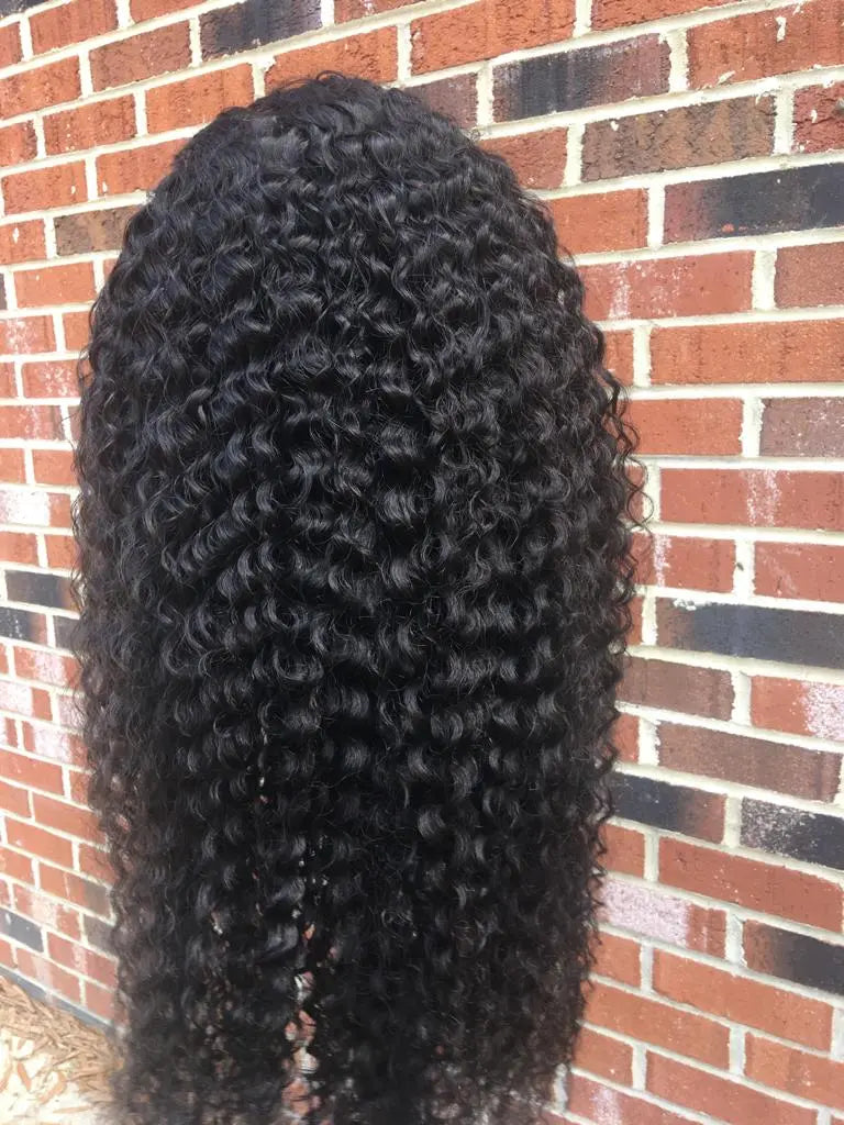 180% Density Full 4x4 Transparent Lace Front Jerry Curl Human Hair Wig Cerise Alfie