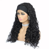 Headband Wig Water Wave Human Hair Scarf Wig No GLUE Easy Wear Cerise Alfie