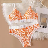 Women Push-Up Bra And Panties Set V-neck Non-wire Bra Low Waist Briefs Female Sexy Lingerie Cotton Leopard Print Underwear Set Khamik Shop Online