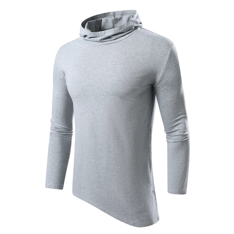 Men Solid Casual Hooded Long Sleeve T Shirt Soft Cotton Irregular Hem Daily Outdoor Top S 3XL Khamik Shop Online