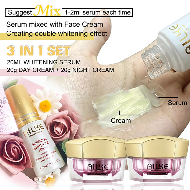 AILKE Lightening Anti-Wrinkle Face Cream, With Collagen, Hyaluronic Acid, Whitening Skin Care Women Facial Moisturizer Set Khamik Shop Online