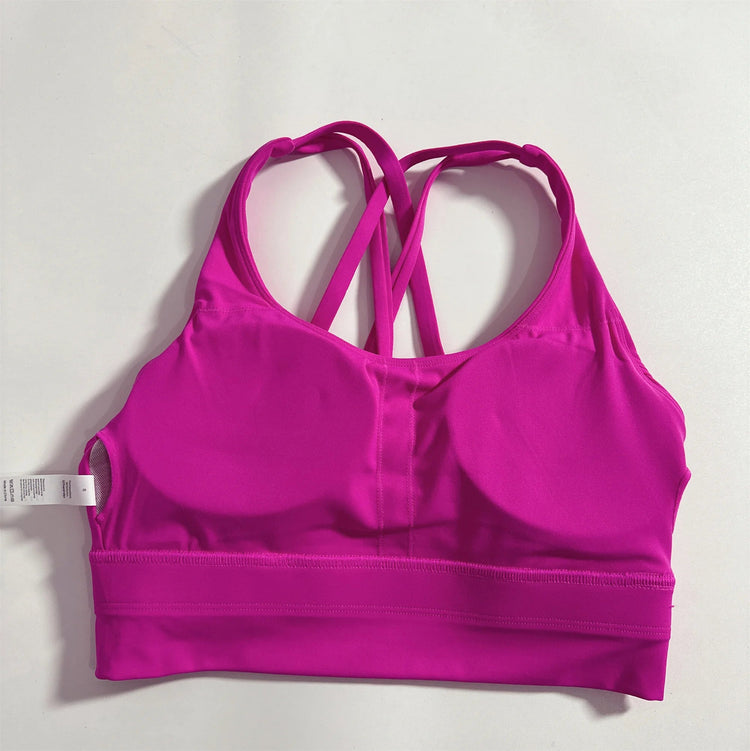 Solid Color Soft Cross Back Women Fitness Bra Tights Yoga Vest High Strength Shockproof Gym Sports Top Push Up With Chest Pad Khamik Shop Online