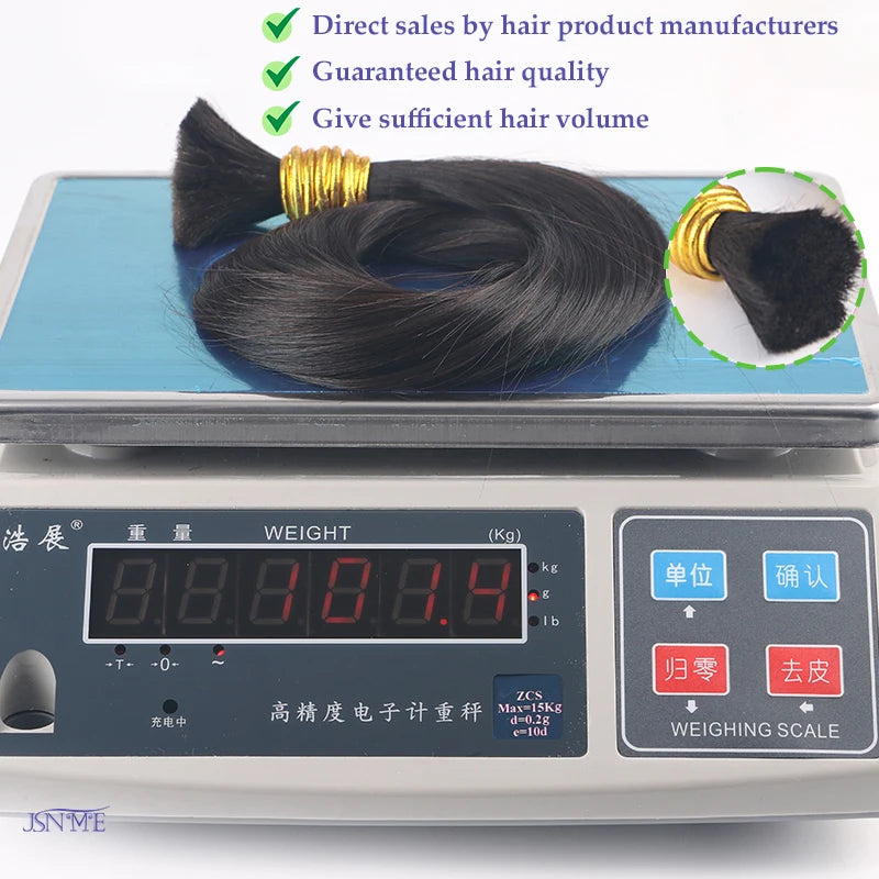 JSNME Bulk Human Hair Extensions 100% Real Human Hair Extension Straight 50g Black Brown Blonde 613 Color For Salon 14"-26" Inch Khamik Shop Online