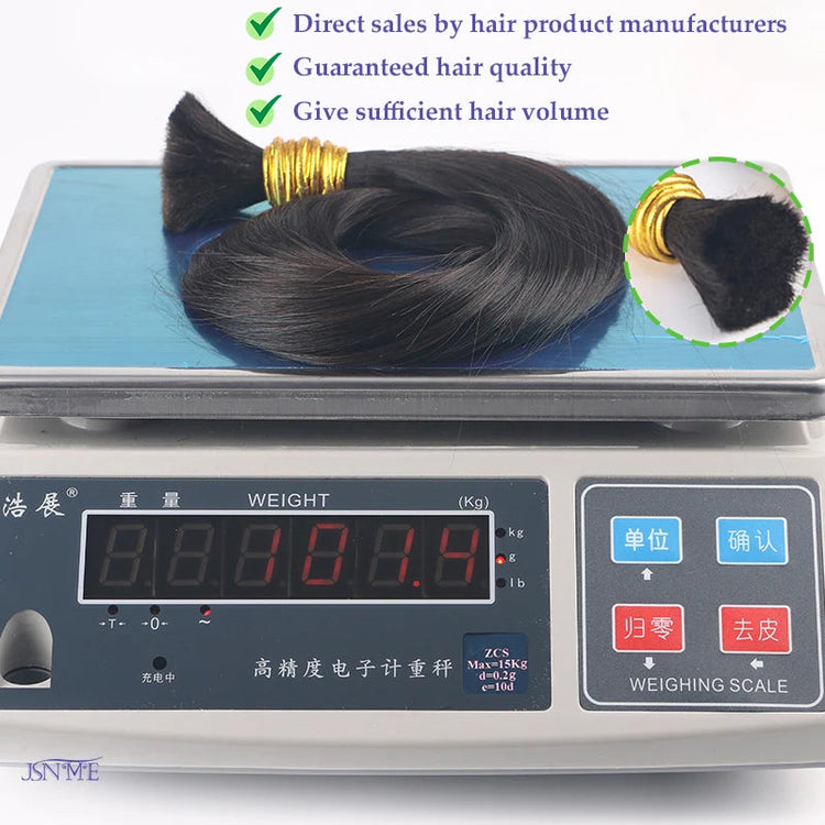 JSNME Bulk Human Hair Extensions 100% Real Human Hair Extension Straight 50g Black Brown Blonde 613 Color For Salon 14"-26" Inch Khamik Shop Online