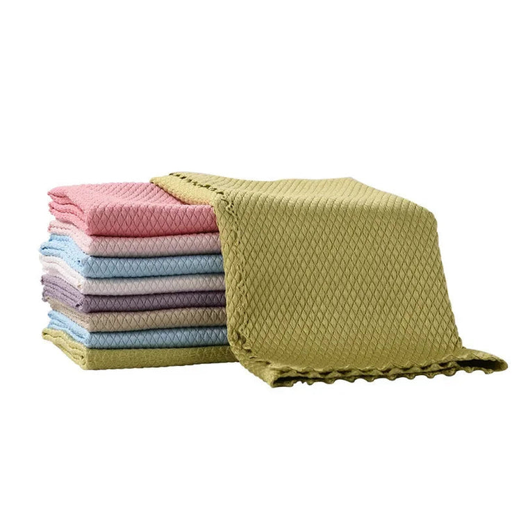 5 pcs Household Cleaning Products Cloth Fish Scale Rag for Glass Clean as Soon as You Wipe It Kitchen Tools Microfiber for Glass Khamik Shop Online