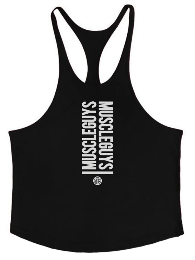 Summer Men Gym Workout Printed Tank Tops Y Back Fitness spaghetti straps Muscle Fit Stringer Sportswear Bodybuilding Cotton Tee Khamik Shop Online