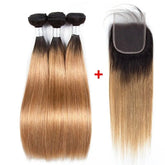 BeuMax 1B/27 Straight Hair BUNDLES with CLOSURES & FRONTALS Cerise Alfie