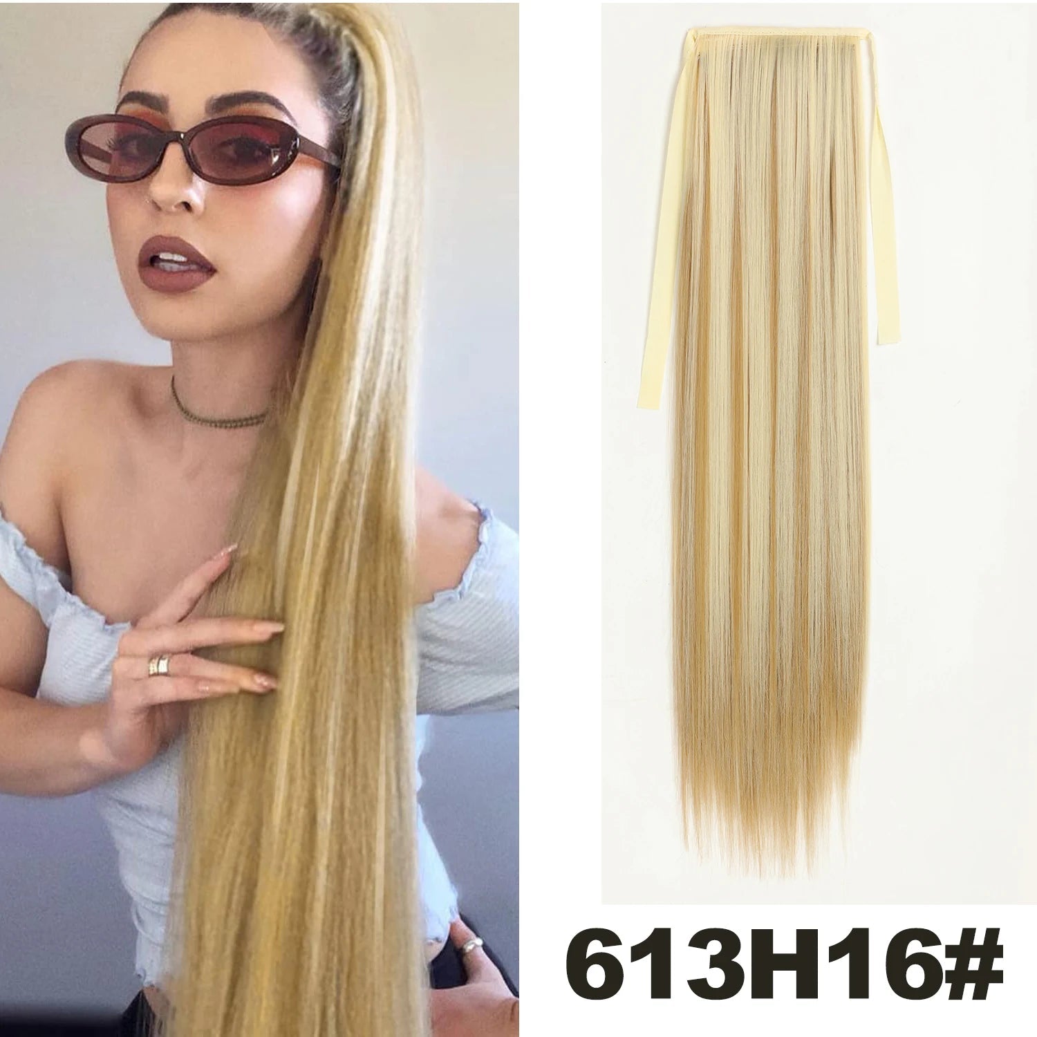 Straight Long Ponytail Extensions 22inch Natural Black Wrap Around Synthetic Hair Piece Pony Tail Hair Hairpieces for Women Girl Khamik Shop Online