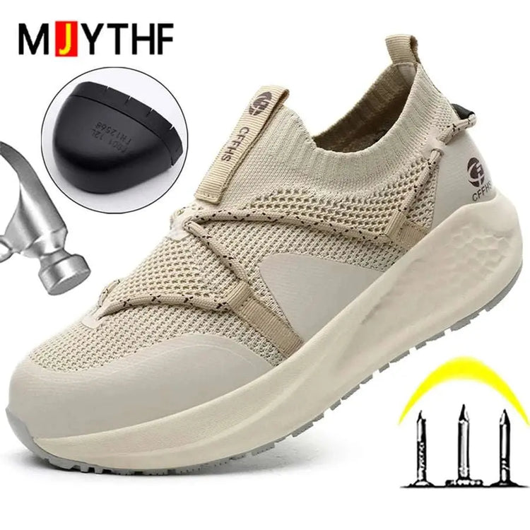 Latest Women Work Shoes Puncture-Proof Safety Shoes Non-slip Platform Sneakers Women Steel Toe Shoes Comfort Security Boots Lady Khamik Shop Online