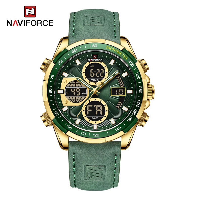 2022  Sport Watches for Men Strong Luminous Dual Display Waterproof Quartz Genuine Leather Wristwatch Relogio Masculino