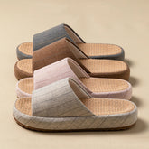 Summer Women Home Slippers Linen Summer Flats Shoes Breathable Sandals Comfortable Non-Slip Soft Slides Indoor Men Slippers Khamik Shop Online