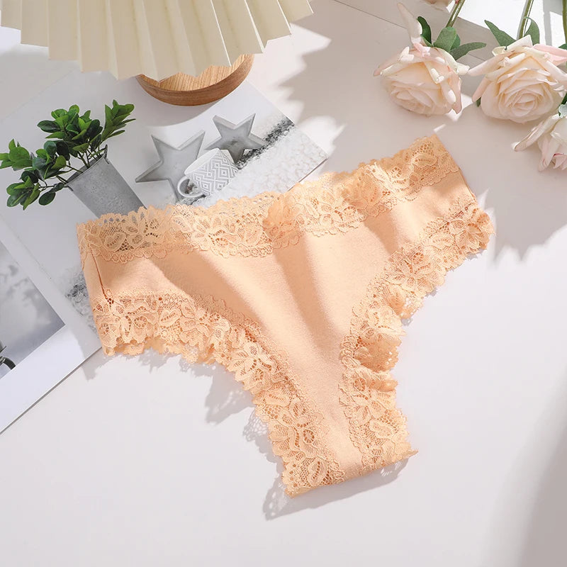 FINETOO 1Pc Sexy Cotton Brazilian Underwear Sexy Lace Panties for Women Female Low Waist Floral Lingerie Briefs Ladies Intimates Khamik Shop Online