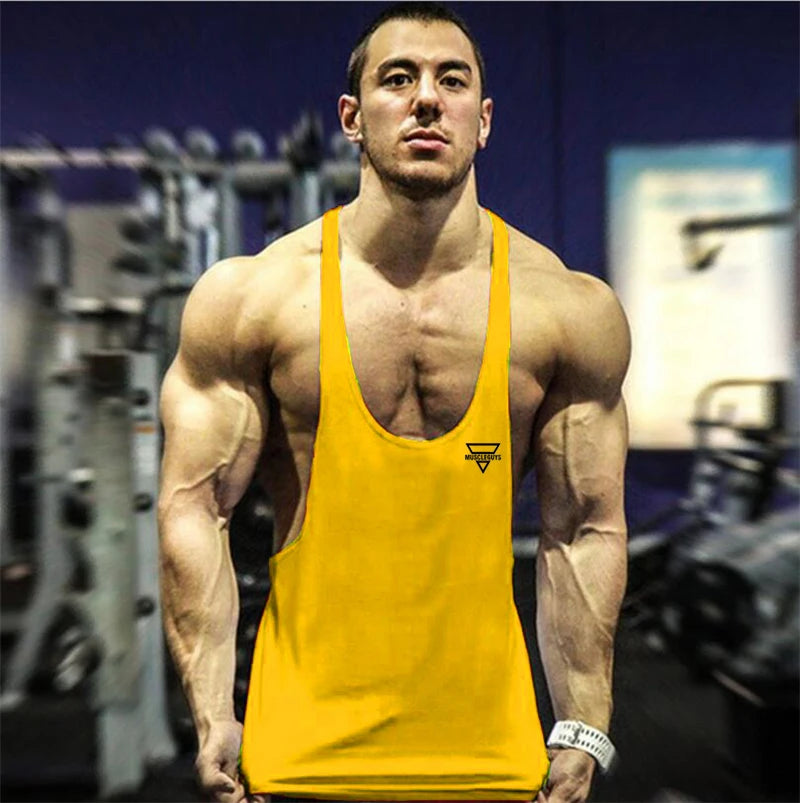2022 New Fashion Men Gym Tank Top Fitness Y Back Clothing Summer Men&