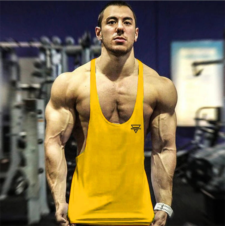 2022 New Fashion Men Gym Tank Top Fitness Y Back Clothing Summer Men&