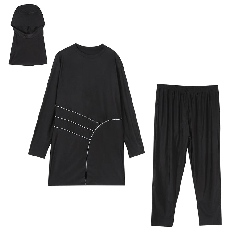 H1029 Muslim Women Fullcoverage  Long Sleeves Cover Up Burkinis Three Pieces Plus Size Swimwear Suits Khamik Shop Online