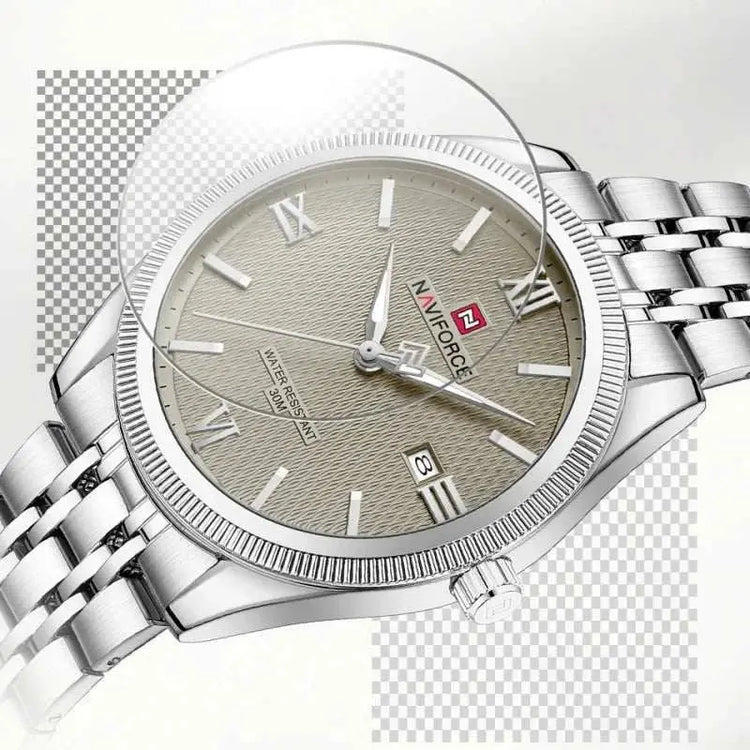 NAVIFORCE Men Elegant Business Stainless Steel Watch 30M Waterproof Luminous Hands Japan Movement Wristwatch Gifts box Khamik Shop Online
