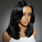 UNice Layered Cut Straight Bob Wig With Curtain Bang No-Slip 7x5 Lace Pre Cut Pre Bleached Glueless Wig Human Hair Ready To Wear Khamik Shop Online