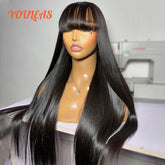 Bone Straight With Bangs 100% Human Hair Wig 360 Precut Transparent Lace Front Hair Wig Virgin Hair For Woman For Clearance Khamik Shop Online