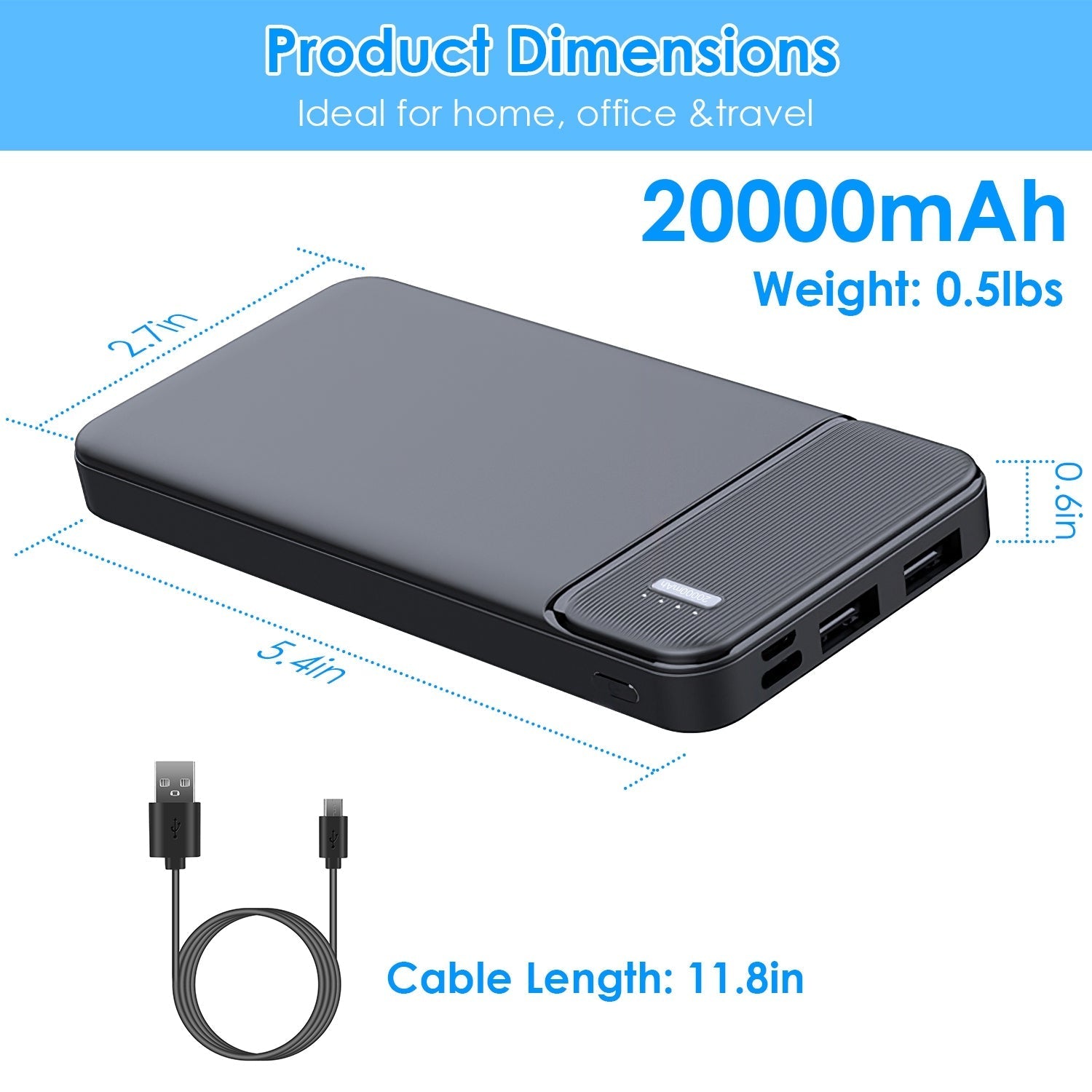 1Pc 30000mAh 20000mAh 1W MAh Fast Charging Power Bank With 1 USB Cable Pear Daisy