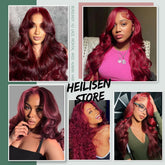 Body Wave Burgundy 40 Inches Long-length 200% High Density 13x6 13x4 HD Transparent Lace Frontal Wig Human Hair Wigs 99J Wine Red Pre Plucked Brazilian Hair For Women Khamik Shop Online