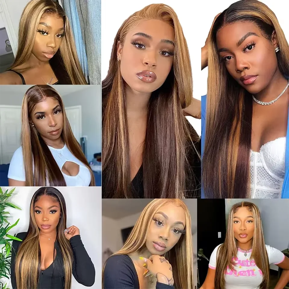 Human Hair Weaves Highlight Straight 1/3 Bundles P4/27 Honey Blonde Brown For Women Brazilian Straight Bundles Human Hair Virgin Khamik Shop Online