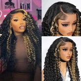 Alipearl Hair Glueless Wig Side Part Highlight Deep Wave Lace Front Wig Human Hair Pre Cut Hairline Balayage 13x4 Wig Human Hair Khamik Shop Online