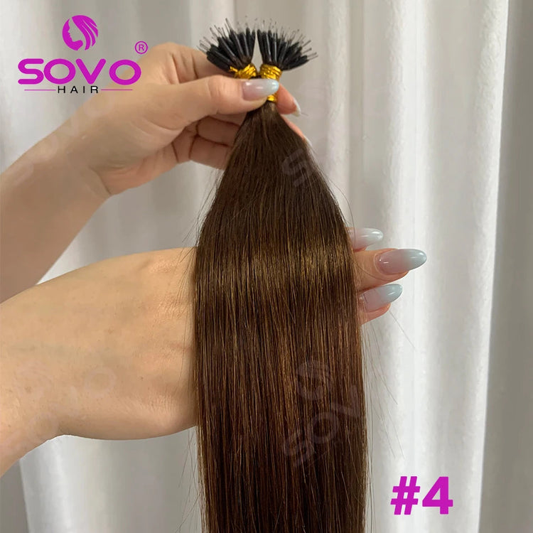 Nano Ring Hair Extensions Human Hair 100 Strands Remy European Straight Hair Natural Blonde Invisible Reusable Khamik Shop Online