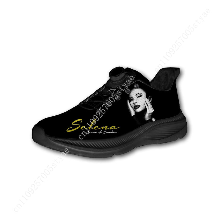 Selena Quintanilla Custom Walking Shoes Men Woman Rotating Button Without Laces Shoe Design Logo Lightweight Sneakers Unisex Khamik Shop Online