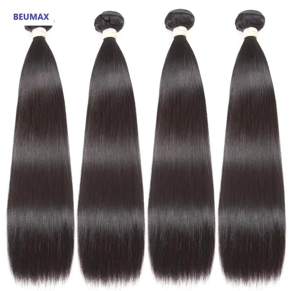 BeuMax 10A Grade 3/4 Straight Hair Bundles with 2x6 Closure Brazilian Cerise Alfie