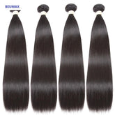 BeuMax 10A Grade 3/4 Straight Hair Bundles with 2x6 Closure Brazilian Cerise Alfie