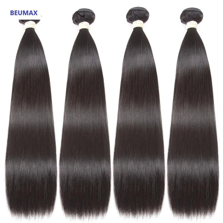 BeuMax 10A Grade 3/4 Straight Hair Bundles with 2x6 Closure Brazilian Cerise Alfie