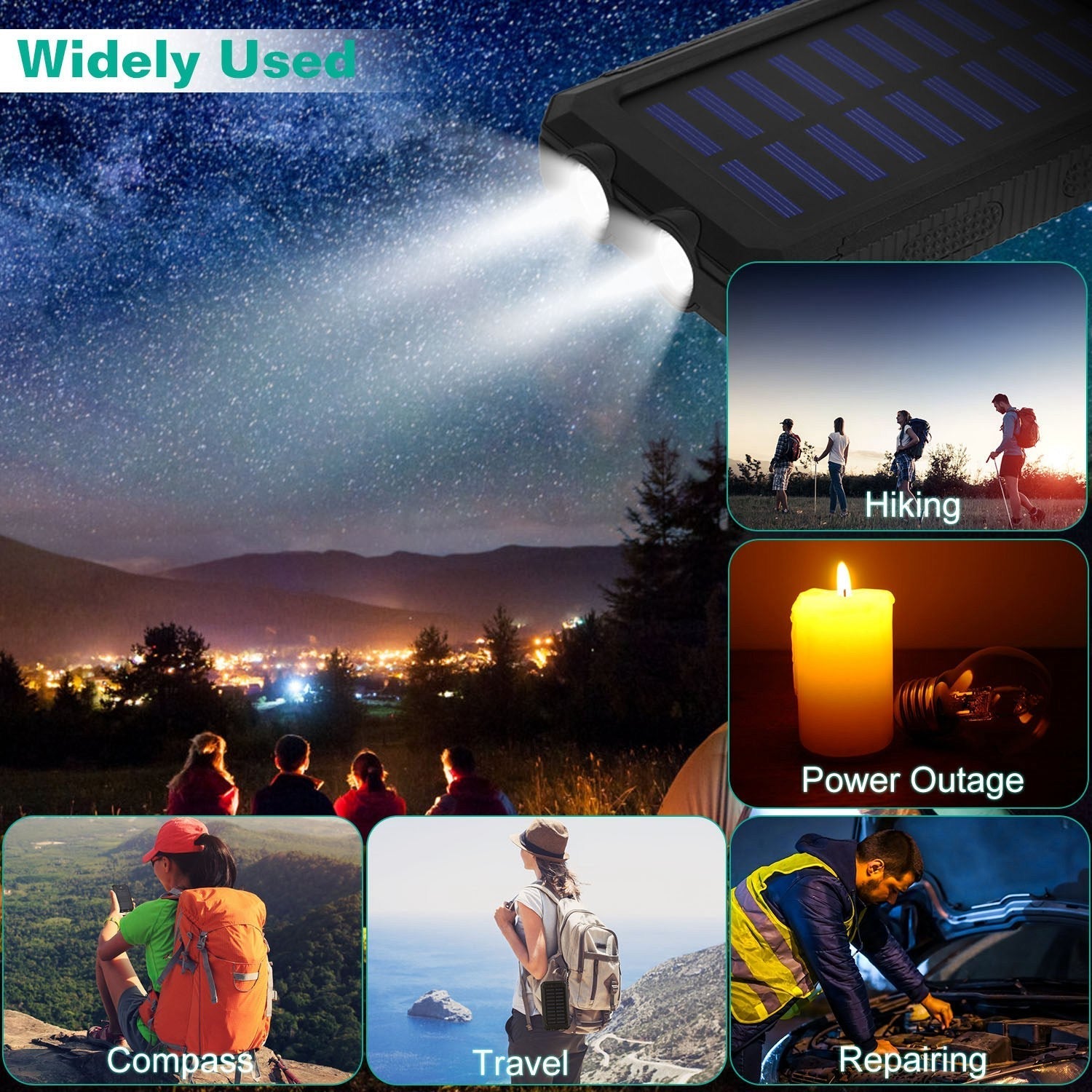1Pc 1W MAh Solar Power Bank External Battery Pack Dual USB Interface Pear Daisy