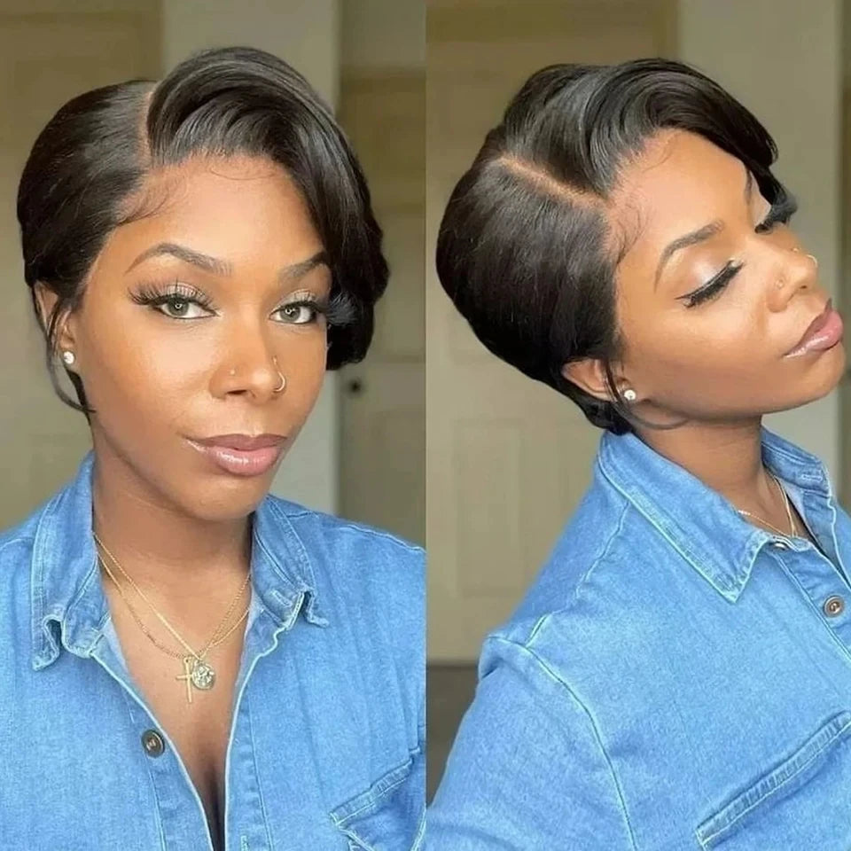 Blond 27 Pixie Cut Bob Wigs Lace Front T Part Human Hair Wigs For Nature Black Dark Brazilian 613 Straight Remy Human Hair Wigs Khamik Shop Online