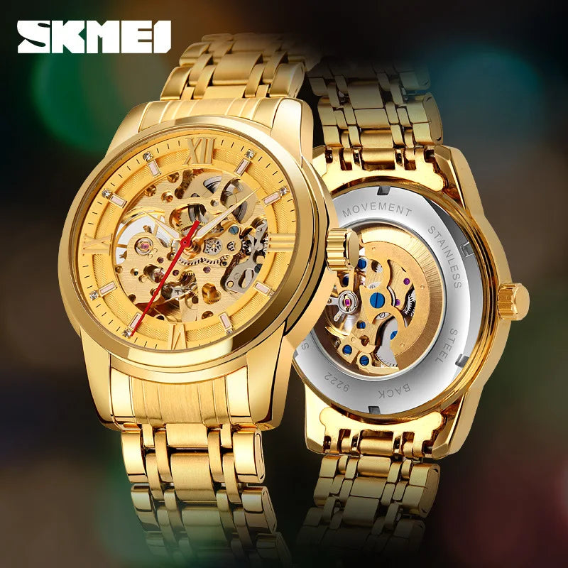 Fully Automatic Mechanical Watch Men Stainless Steel Circular Single Folding Buckle Metal Hollow Spiral Watch Reloj Hombre Khamik Shop Online