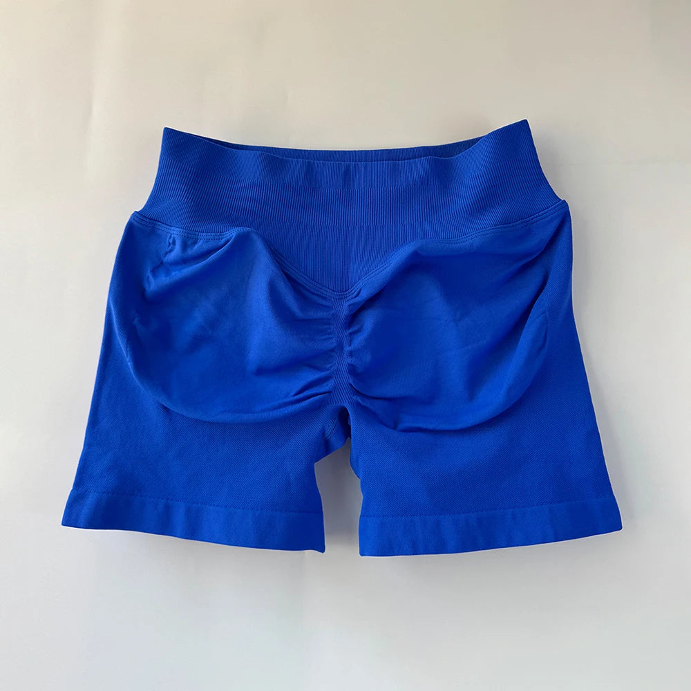 AURA SHARK Shorts 4.5" Women Fitness Sports Biker Shorts Low Ribbed Band Gym Workout Scrunch Butt Yoga Seamless Leggings Khamik Shop Online