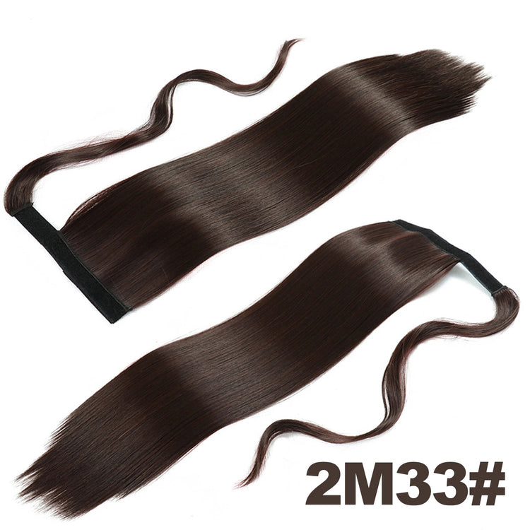 Straight Long Ponytail Extensions 22inch Natural Black Wrap Around Synthetic Hair Piece Pony Tail Hair Hairpieces for Women Girl Khamik Shop Online