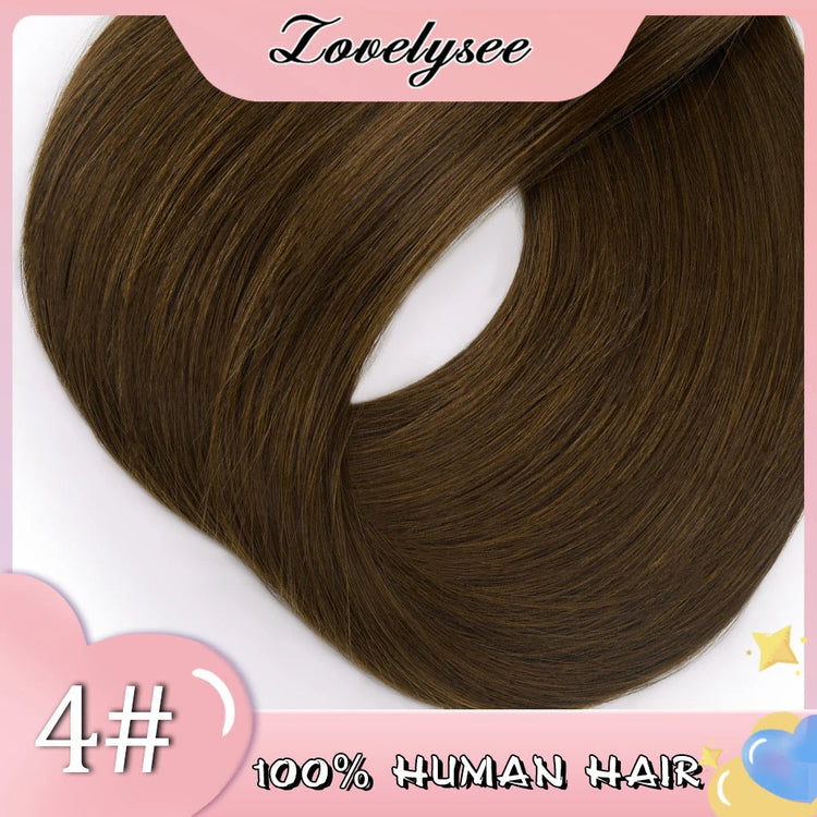 Lovelysee 3/4 Half Wig Human Hair With Clip in Hair Extensions Silky Straight Remy Hair Brown Color Soft 150% 180% Wig For Women Khamik Shop Online