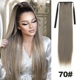 Straight Long Ponytail Extensions 22inch Natural Black Wrap Around Synthetic Hair Piece Pony Tail Hair Hairpieces for Women Girl Khamik Shop Online