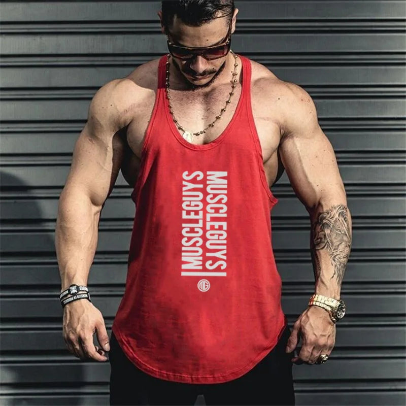 Summer Men Gym Workout Printed Tank Tops Y Back Fitness spaghetti straps Muscle Fit Stringer Sportswear Bodybuilding Cotton Tee Khamik Shop Online