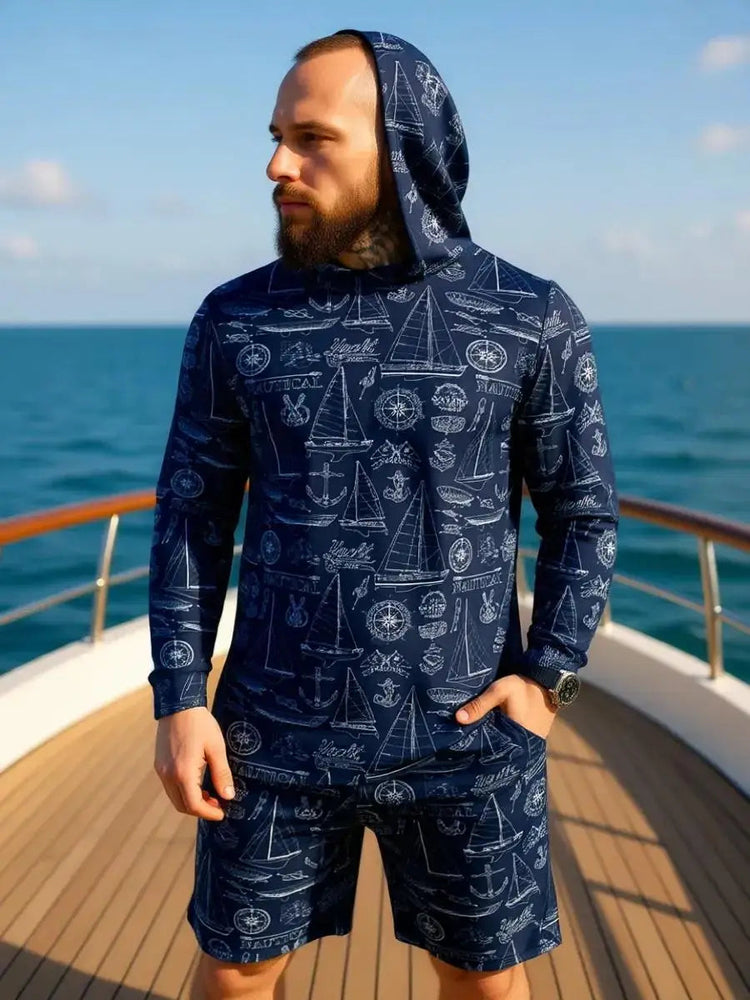 2026 New Camouflage Print Unisex Hooded Two Piece Set Long Sleeve Shirt Shorts Breathable Loose Summer Beach Streetwear Casual W Khamik Shop Online