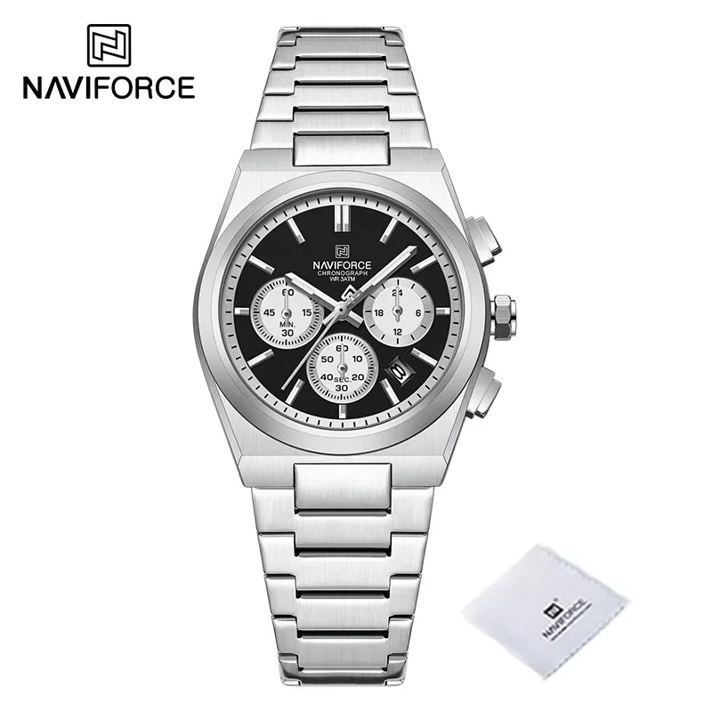 Trend Brand Stainless Steel Couple Watch Quartz Date Display Chronograph for Lovers Waterproof Fashion Wild Wristwatch